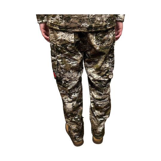Camouflage cargo pants shown from the back