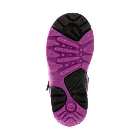 Pink and black winter boot sole with deep tread