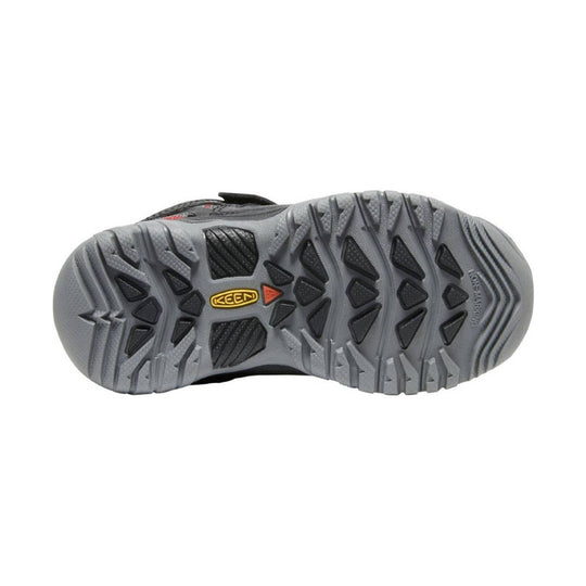 Gray rugged outsole with black traction lugs and KEEN logo