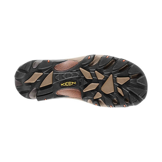 Black and tan rugged sandal outsole with KEEN logo