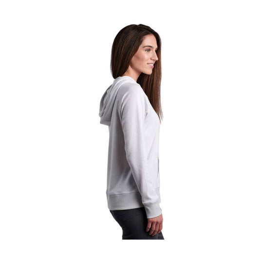 Light gray hooded pullover sweatshirt shown in side profile