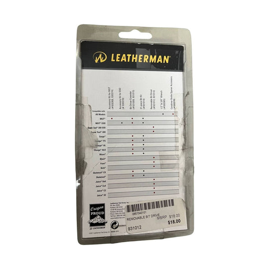 Leatherman tool accessory in retail blister packaging with a compatibility chart and price sticker