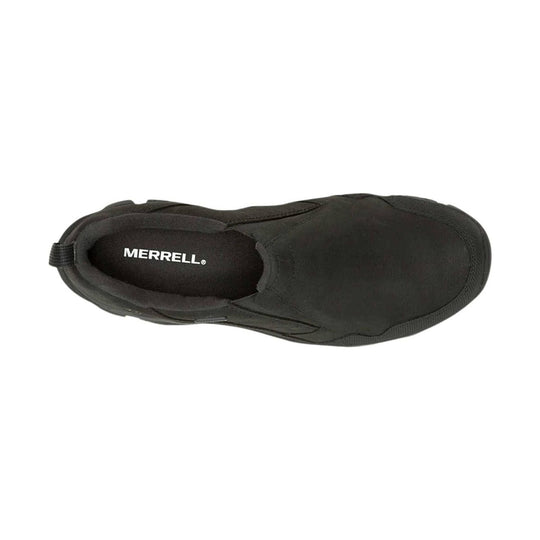 Black slip-on shoe with a textured sole and visible MERRELL logo