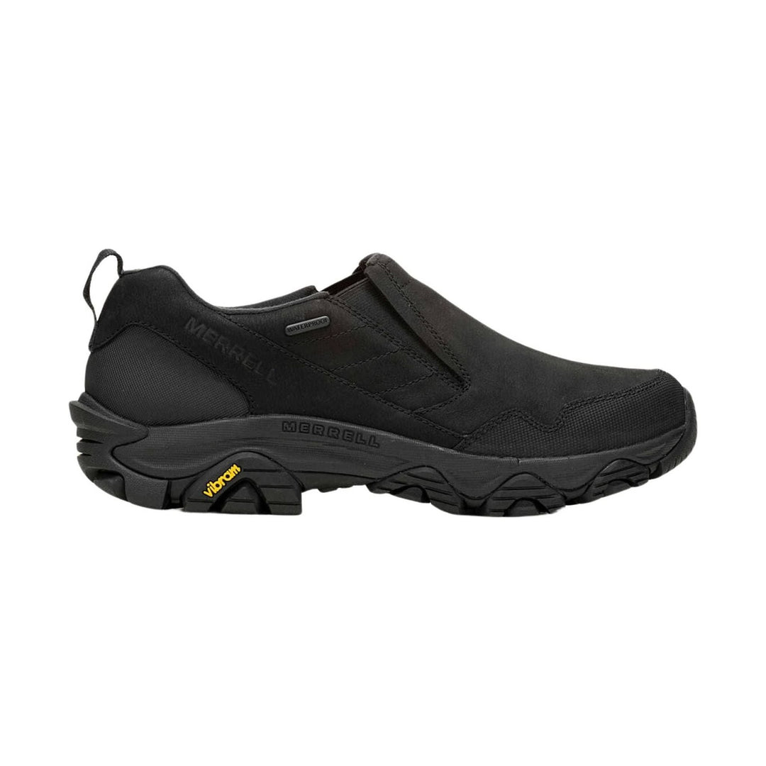 Black waterproof slip-on shoe with a lugged sole and side branding