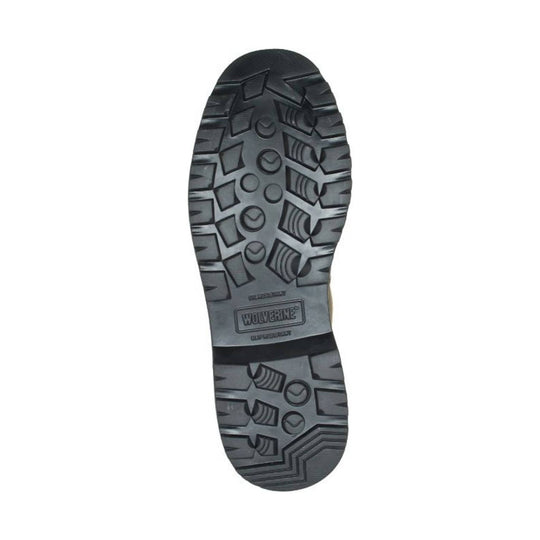 Black lugged boot sole with WOLVERINE branding